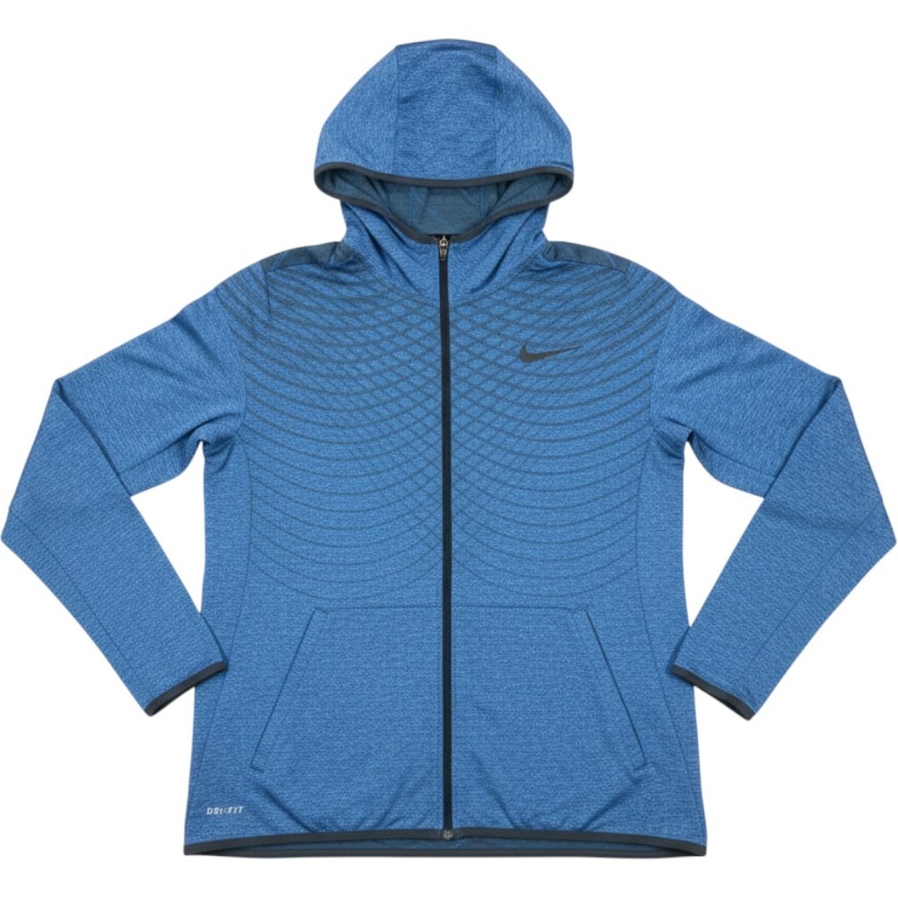 Nike Dri-FIT Men's Blue Heather Full Zip Training Hoodie Large L Thumbholes